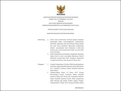 Keputusan Menteri Kesehatan Republik Indonesia  NOMOR HK.01.07/MENKES/9852/2020 