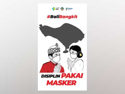 Flyer Bali Bangkit Format JPG Tampilan Portrait Versi Disiplin Pakai Masker