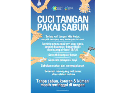 Poster : Cuci Tangan Pakai Sabun 34X50CM