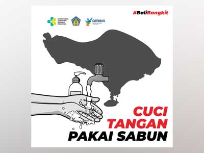 Flyer Bali Bangkit Format JPG Tampilan Kotak Versi Cuci Tangan Pakai Sabun