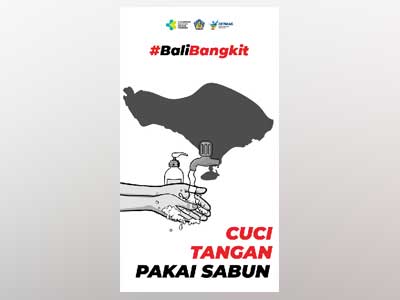 Flyer Bali Bangkit Format JPG Tampilan Portrait Versi Cuci Tangan Pakai Sabun