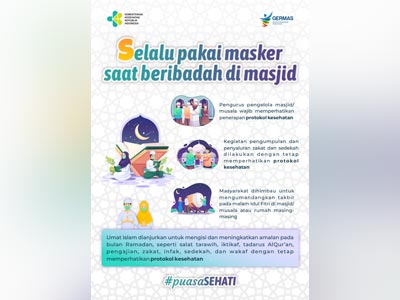 e-Poster Ramadhan 2022 - Pakai Masker Saat Beribadah di Mesjid