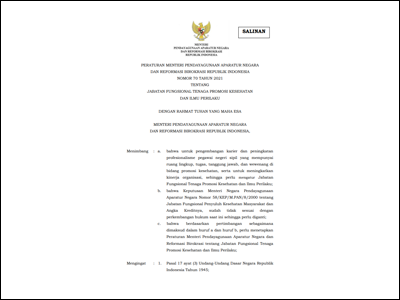 Permen PANRB No. 70 Tahun 2021 tentang JF PKIP