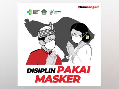 Flyer Bali Bangkit Format JPG Tampilan Kotak Versi Disiplin Pakai Masker