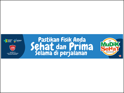 Spanduk: Mudik Sehat 2019 di Stasiun - Pastikan Kondisi Fisik Prima 1x5m