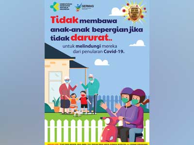 Poster Tidak Membawa Anak Bepergian Jika Tidak Darurat Saat Pandemi Covid-19