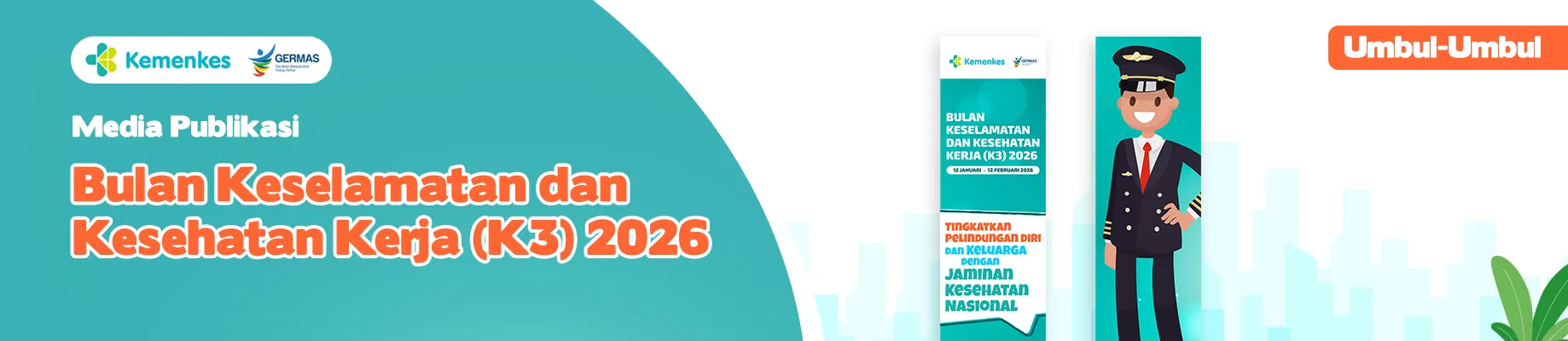 Umbul-umbul 3 Media KIE Bulan K3 Tahun 2026