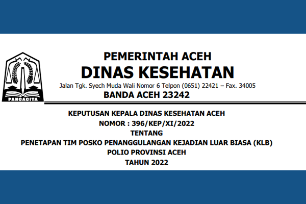 Peraturan - SK Kepala Dinas Kesehatan Aceh No.369 Tahun 2022