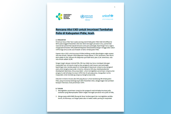Materi - Dokumen Rencana Aksi C4D untuk Imunisasi Tambahan Polio di Kabupaten Pidie, Aceh